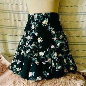 Scuba fabric printed mini flare skirt